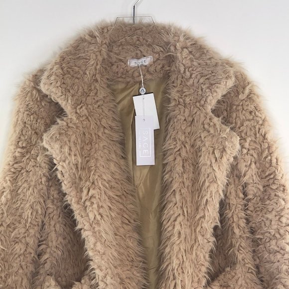 NWT SAGE Penny Lane Shaggy Fur Jacket #AL17 - Picture 3 of 8